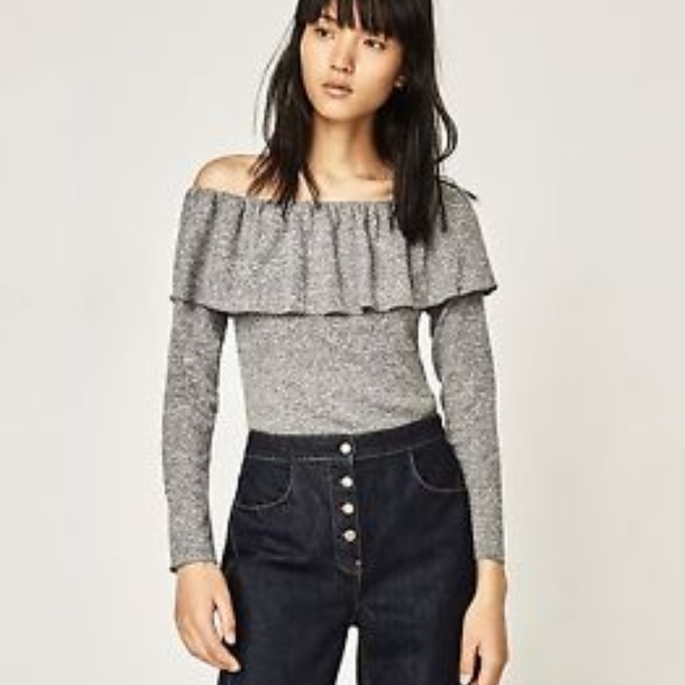 Zara long sleeve, open shoulders bodysuit